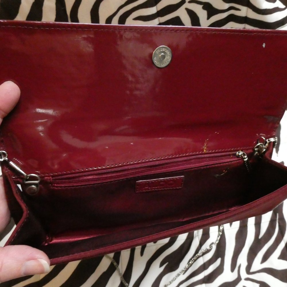 Maroon Suede Aldo Clutch w/ Chain